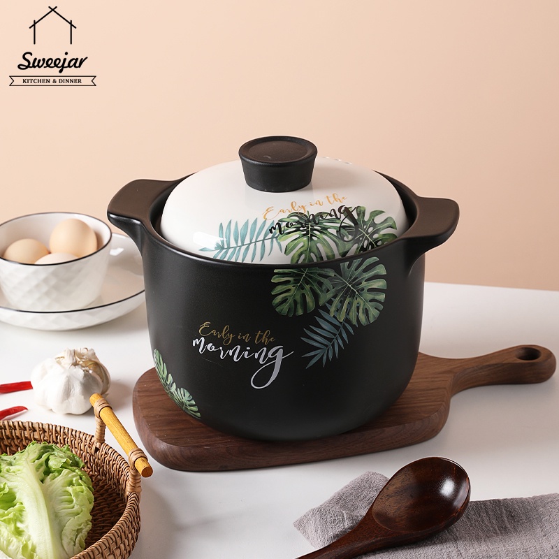 SWEEJAR Nồi gốm  nấu súp chịu nhiệt cao 2.5L/ 3.5L