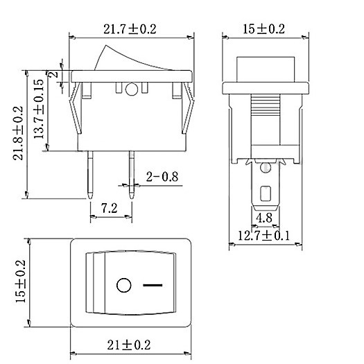 Công Tắc Bập Bênh 10A 250V 2 Chân , Công Tắc ON/OFF Đen mini