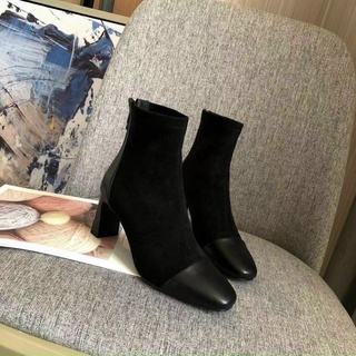 Giày boot bệt sexy MM mũi tròn da lì gót dẹp 7cm mã  7793-3