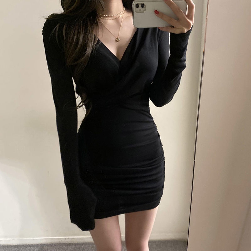 Đầm Body Dáng Ôm Với Thiết Kế Cổ Chữ V Ngực Đan Chéo Gợi Cảm