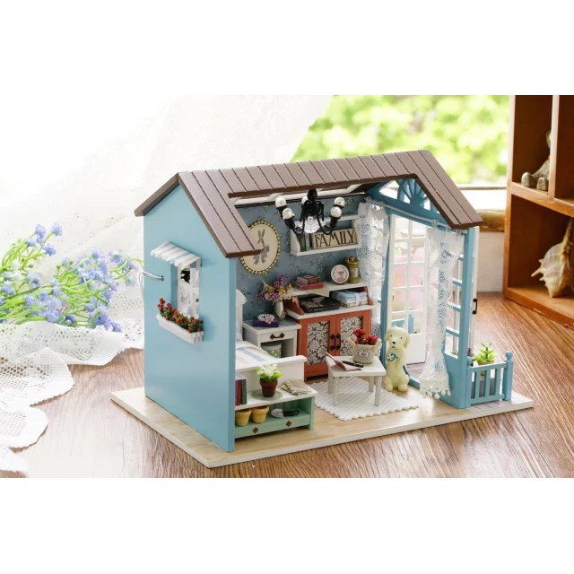 Nhà búp bê DIY Doll House_ BLUE TIME _CÓ MICA+ KEO + DỤNG CỤ