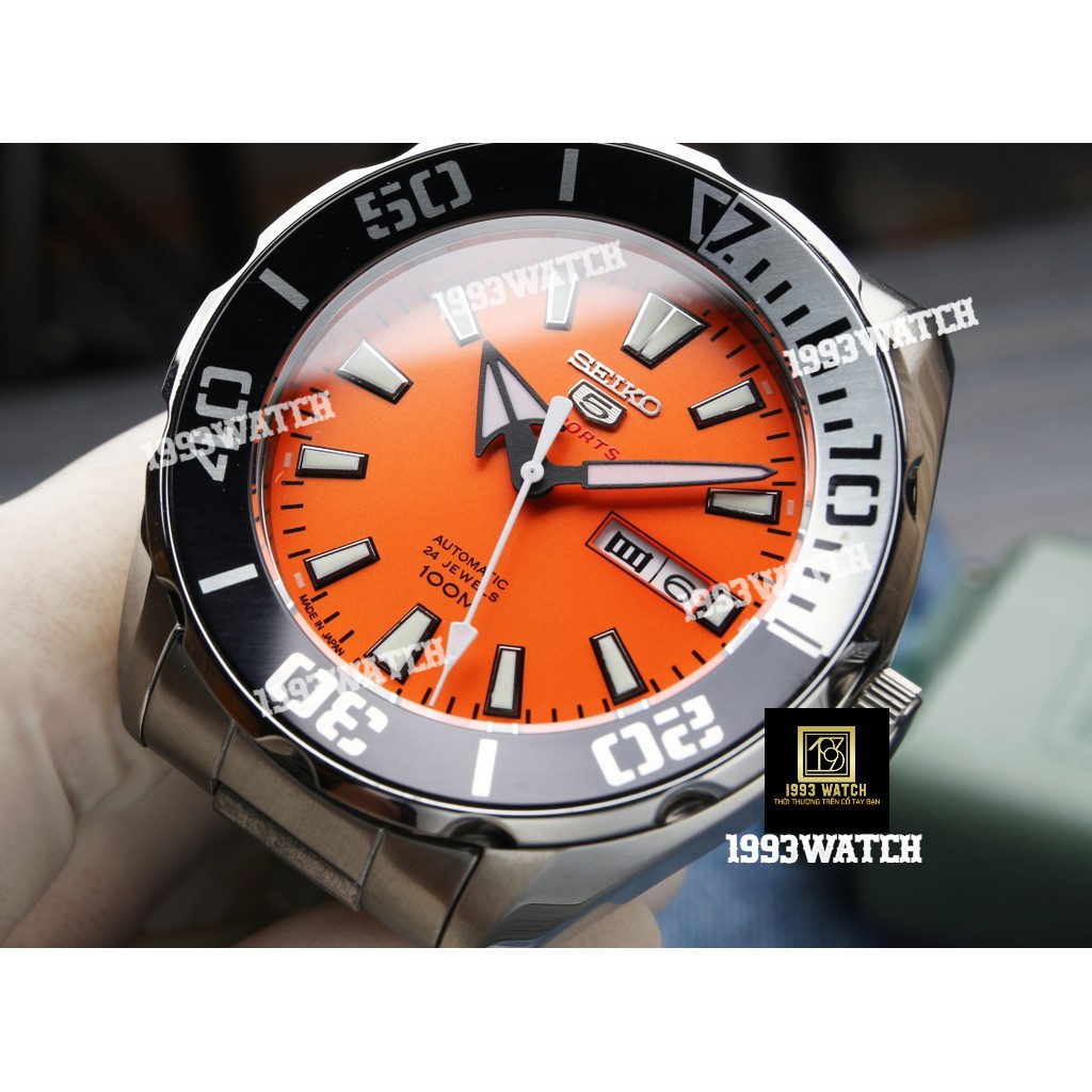 Đồng Hồ Nam Seiko 5 Sport Automatic SRPC55K1 Mặt Cam/Orange Dial - Dây Thép - 44mm