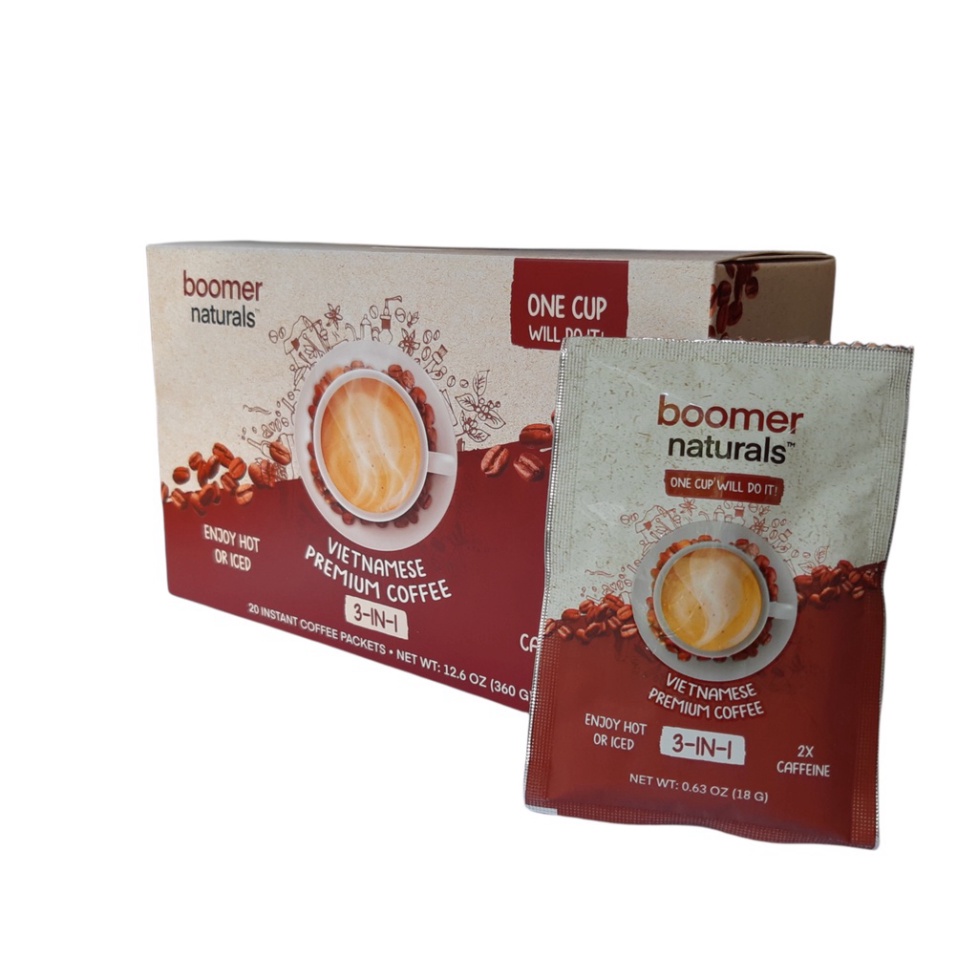 Cafe Hòa Tan 3-in-1 xuất thị trường Mỹ - Boomer Naturals Coffee | BigBuy360 - bigbuy360.vn