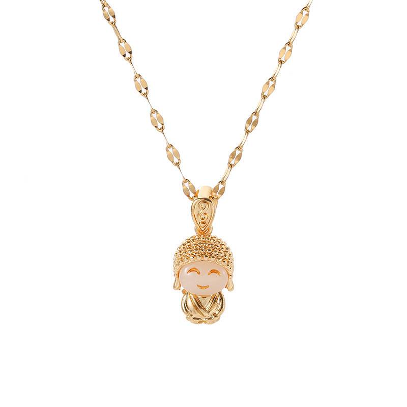 Vòng cổ Thép Titan Mạ Vàng 24K Mặt Cười Phật Maitreya