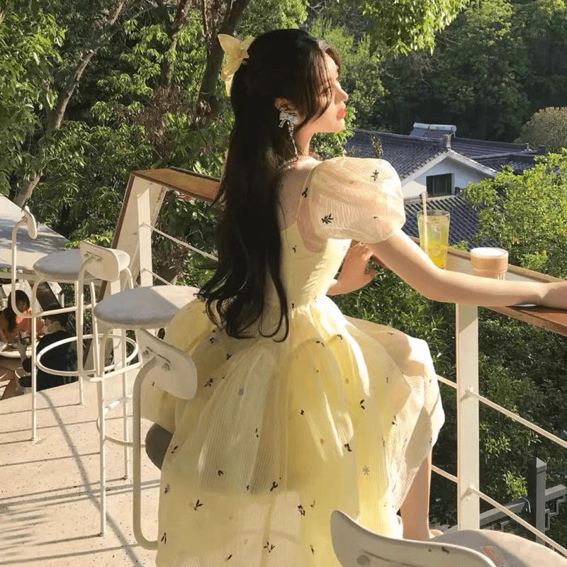 (Free Ship) MẪU ĐẦM TƠ XƯỚC TAY BÈO DÁNG XÒE KIỂU DÁNG SIÊU DỄ THƯƠNG CHUẨN HÀNG QUẢNG CHÂU UP Shop VLTN