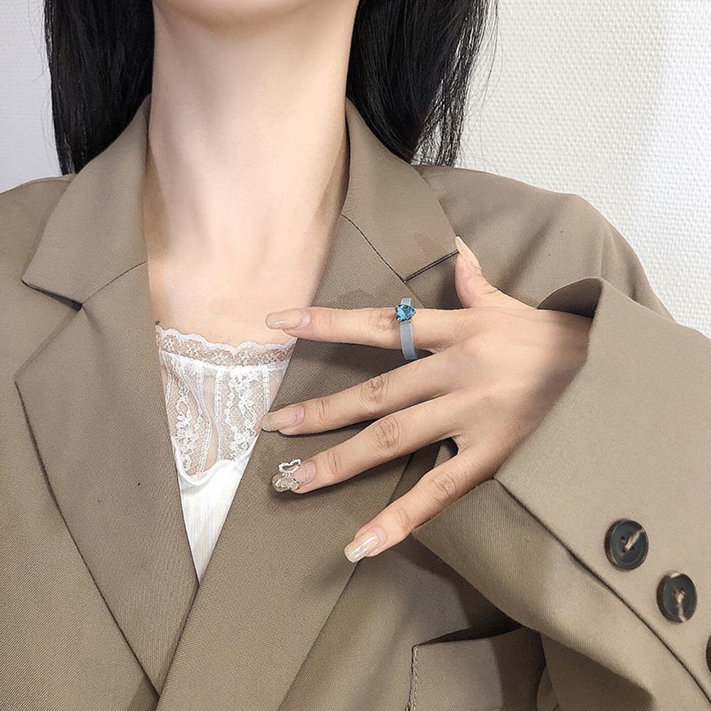 Nhẫn Hình Trái Tim Phong Cách Hàn Quốc Cổ Điển Dành Cho Nữ|Trang Sức Acrylic Thời Trang Cho Bé Gái