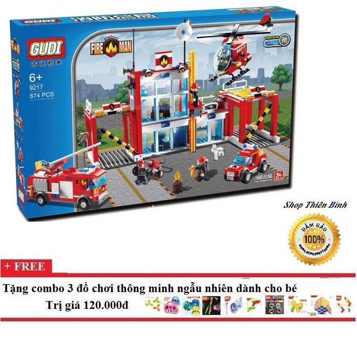 Bộ lego xếp hình&nbsp;Trạm cứu hỏa - 874 chi tiết Gudi 9217