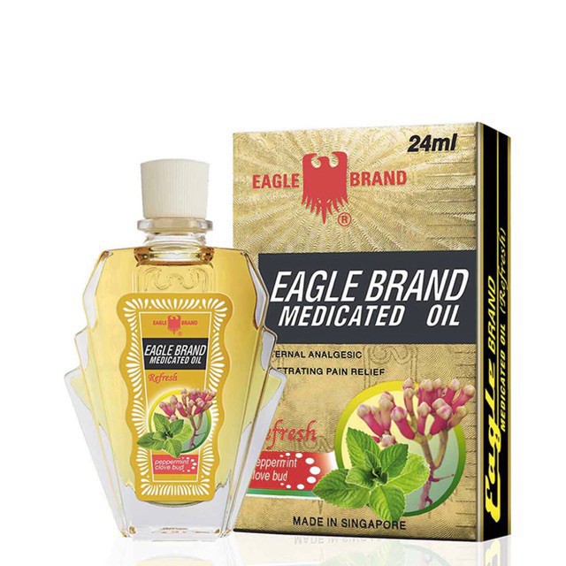 Dầu Gió Eagle Brand Con Ó Vàng 2 Nắp 24ml - Dành cho thị trường Mỹ