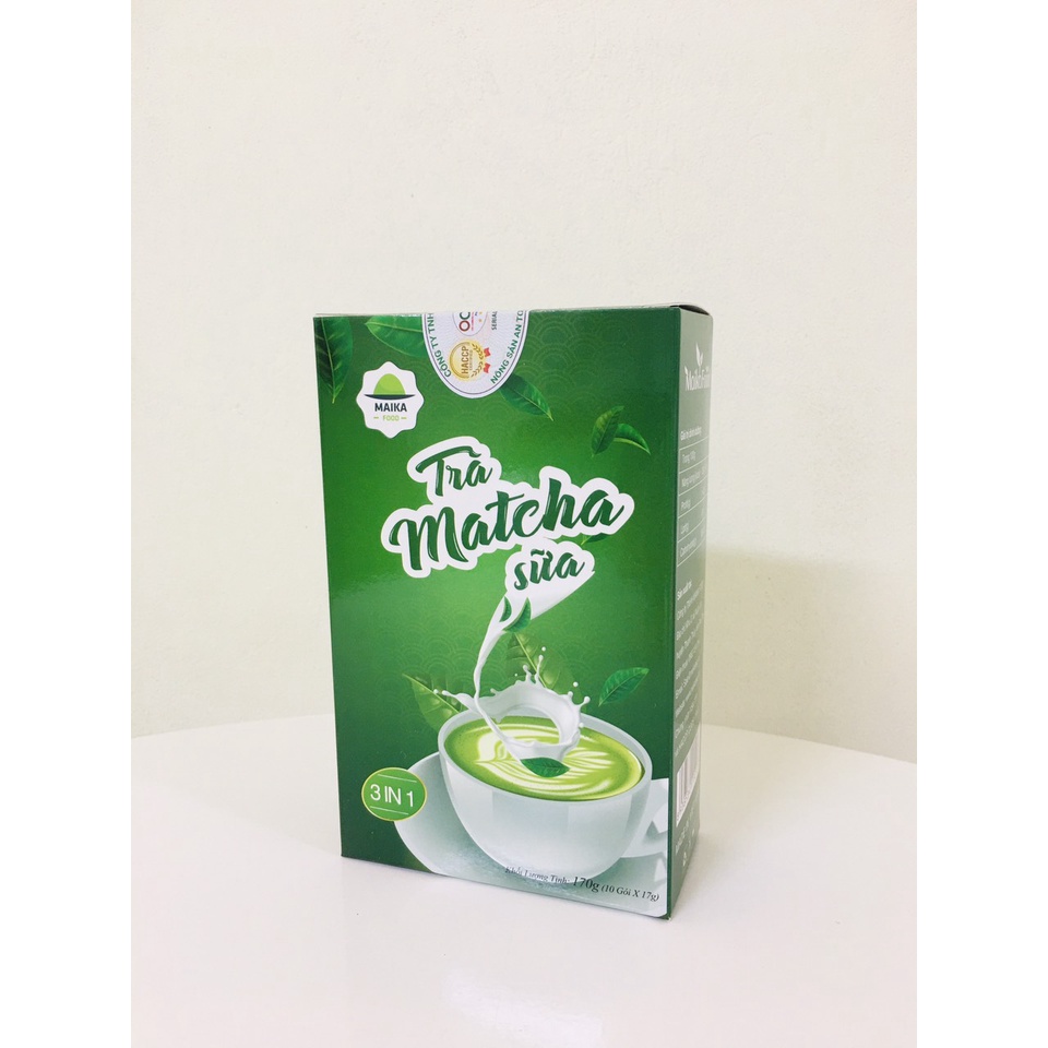 Trà sữa matcha Maika food OCOP 4 sao - Matcha latte - Hộp 10 gói 170 gr - Siêu thị nông sản D2 mart