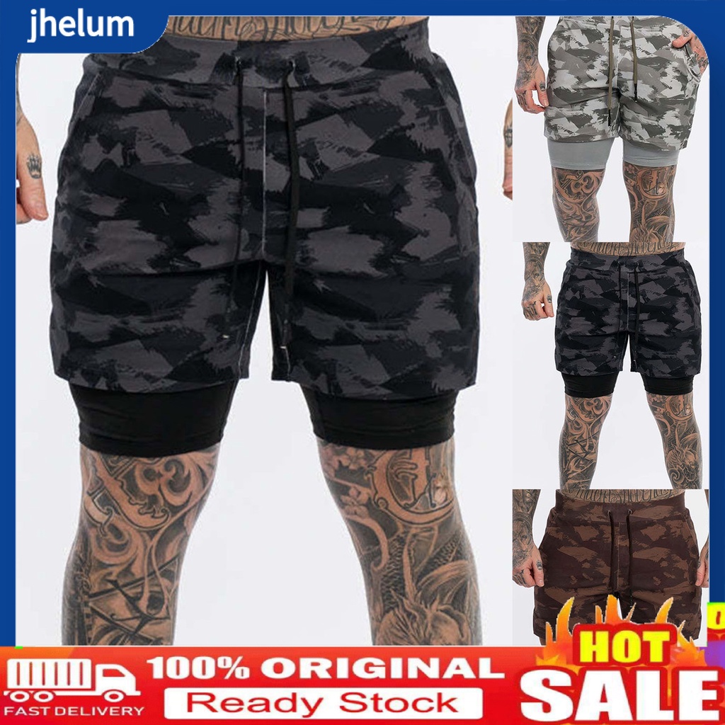 (someryer.vn) Quần Short Thể Thao Dây Rút Co Giãn In Họa Tiết Rằn Ri Phối Túi Hai Bên Cho Nam Tập Thể Thao Đường Phố