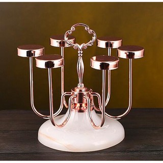 GIÁ ÚP CỐC INOX MẠ VÀNG ĐẾ THỦY TINH VÂN ĐÁ CAO CẤP