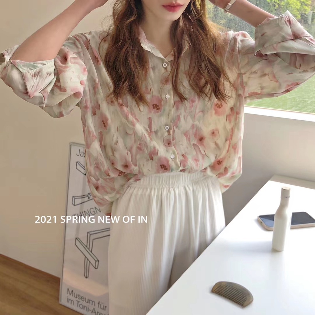 SUXI Áo Sơ Mi Nữ Dài Tay Cổ Bẻ Thời Trang Hàn