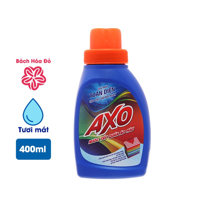 Nước giặt tẩy quần áo màu AXO chai 400ml - Hương Tươi Mát