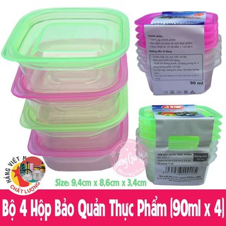 Bộ 8 Hộp Bảo Quản Thực Phẩm (90ml X 4) Nhựa Song Long - Made In Việt Nam ( Đồ Gia Dụng SK )