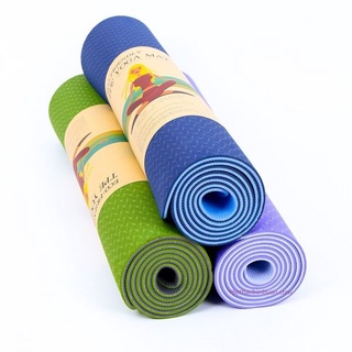 Thảm Tập Yoga Chống Trượt, Tập Gym, Thể Dục Tại Nhà Thảm Yoga Cao Cấp Cao Su Non Tấm TPE 2 Miếng Lớp Lót Dày 6mm