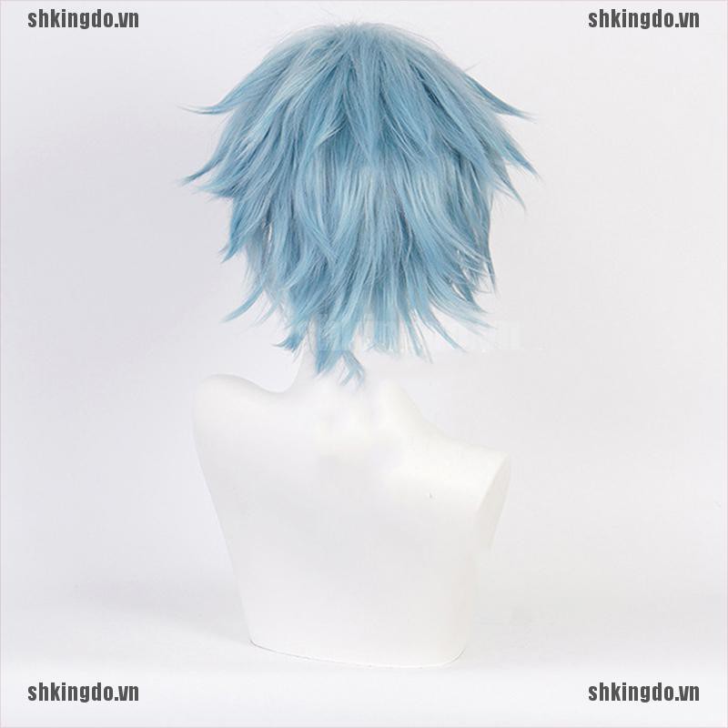 Tóc giả ngắn màu xanh dùng cosplay Shigaraki Tomura