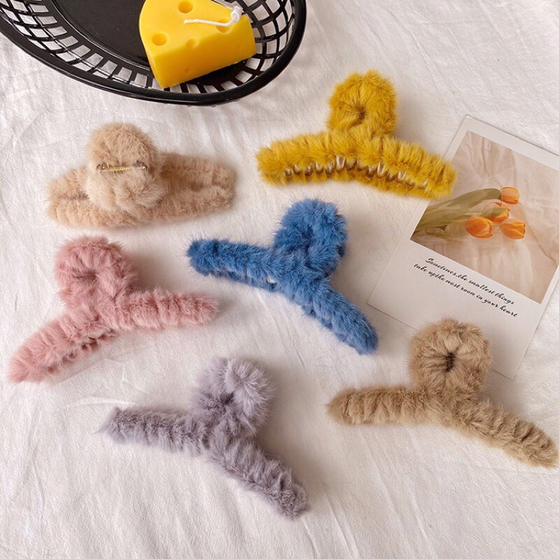 Kẹp tóc càng cua lông mịn phong cách Hàn Quốc dễ thương