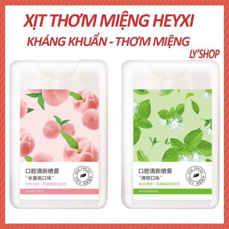 Xịt Thơm Miệng Heyxi Vị Đào, Bạc Hà Thơm Mát Xịt thơm miệng chiết xuất từ thảo dược thiên nhiên LY A45