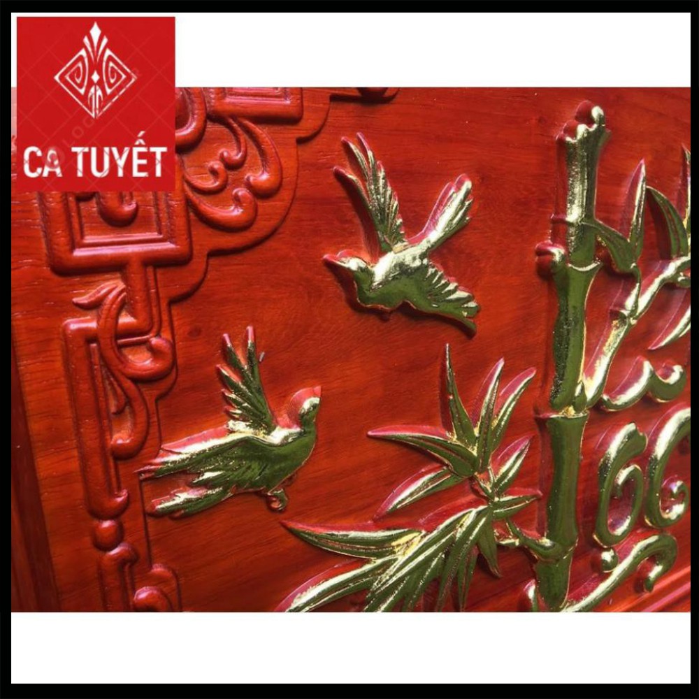 Đồng hồ treo tường mẫu Lộc Trúc bằng gỗ hương dài 81 rộng 41