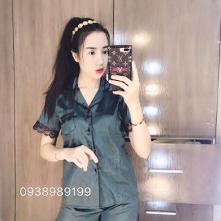 Bộ lụa quần đùi pha ren siêu hot