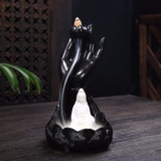 Thác khói trầm hương thư giãn phật thủ bạch ngọc quan âm + 20 nụ trầm