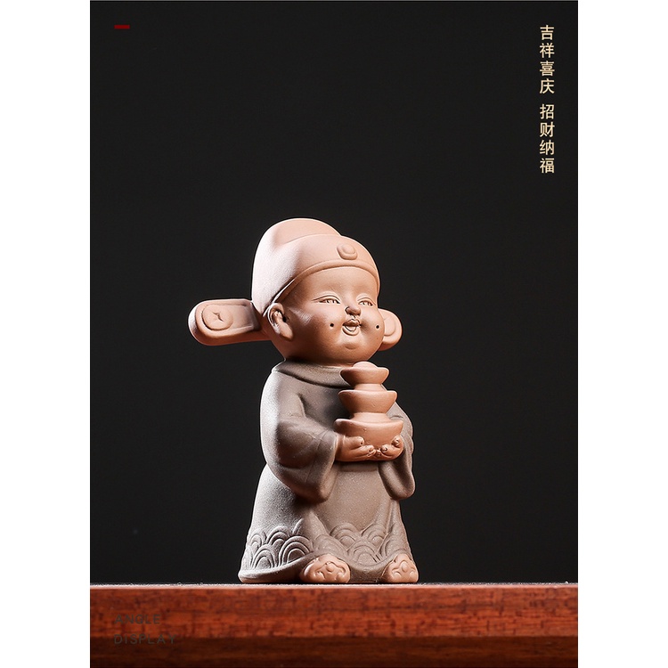 Tượng Tiểu Thần Tài gốm tử sa- Tượng Thần Tài trang trí decor hút tài lộc và may mắn cho gia chủ, quà tặng ý nghĩa