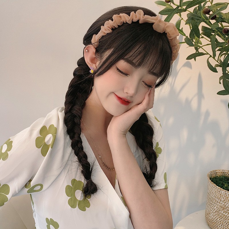 Bờm cài tóc vải voan nhún Băng đô Hàn Quốc phong cách tiểu thư xinh xắn đáng yêu dễ thương cho nữ Hot trend BNB1