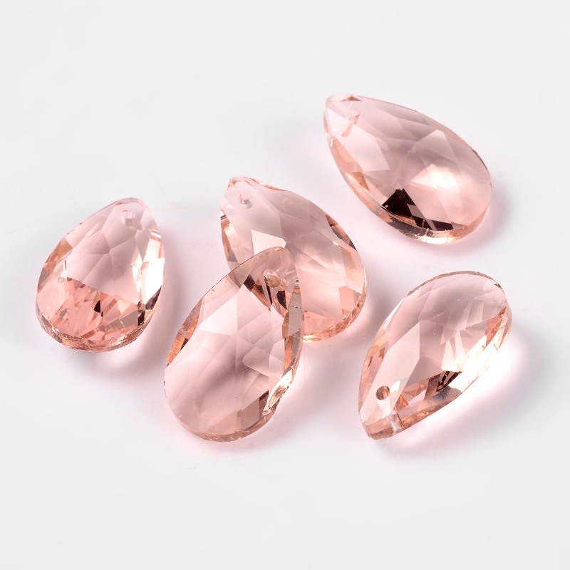 Set 10 viên đá thuỷ tinh phụ kiện hình giọt nước màu hỗn hợp 22x13x7mm lỗ 1mm