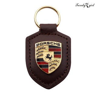 Móc Khóa Hình Logo Porsche Bằng Da