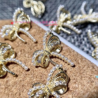 Charm Nơ Kim Loại Vàng Bạc Đá Đính Móng CN