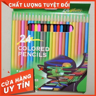 Bút chì 24 màu loại 1 (24 cây hộp xanh)
