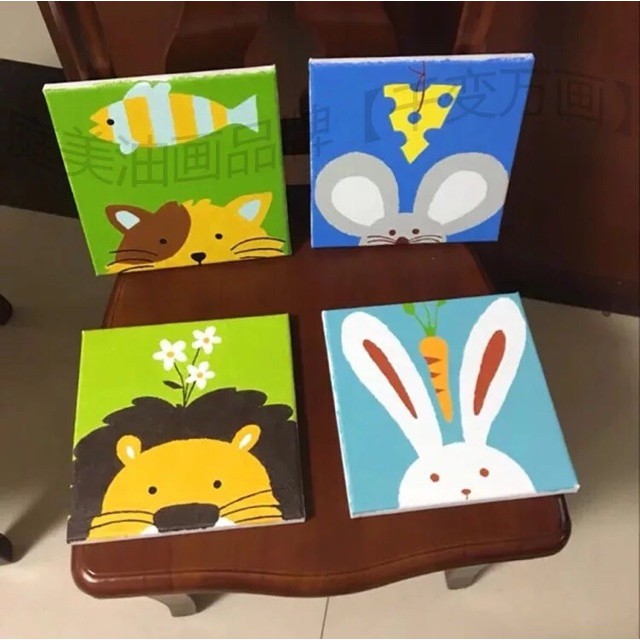 Tranh sơn dầu số hoá đã căng khung-Tranh tô màu theo số mini khổ 20x20cm cho bé (được chọn mẫu) | BigBuy360 - bigbuy360.vn