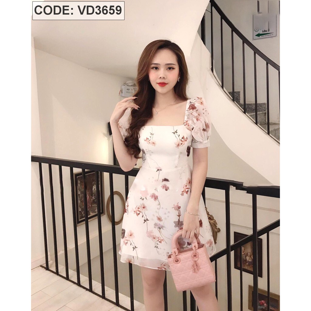 ( ĐỒ NỮ ĐẸP ) ĐẦM HOA VOAN XÒE NHẸ TAY CON