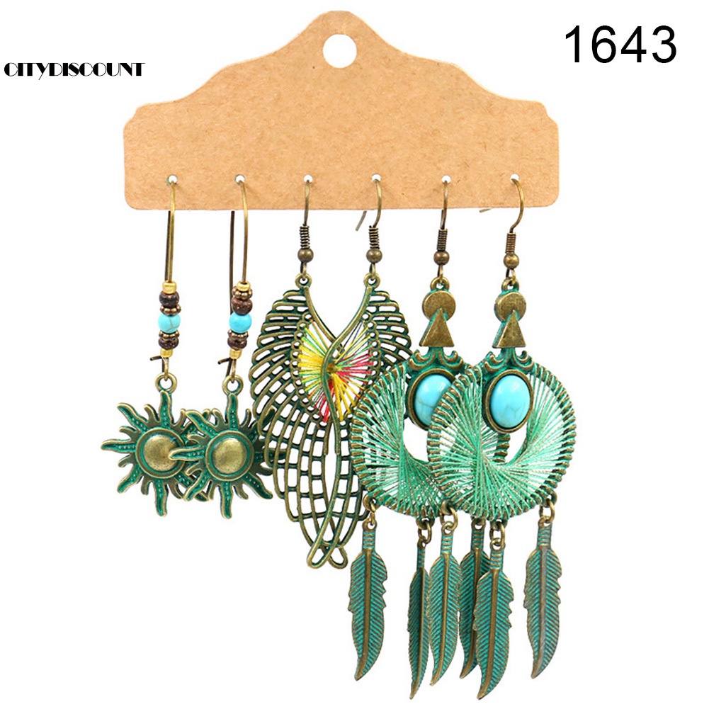 Set 3 Đôi Khuyên Tai Phong Cách Vintage Thời Trang Cho Nữ