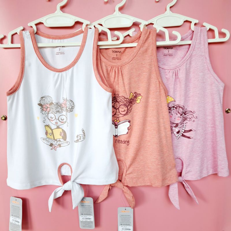 Áo 3 lỗ sát nách bé gái Dokma - chất sợi tre cao cấp siêu mềm mát