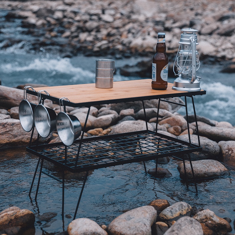 Bàn Dã Ngoại, Kệ Để Đồ Dã Ngoại, Bàn Xếp Du Lịch Cắm Trại Camping - Combo Bàn Thớt