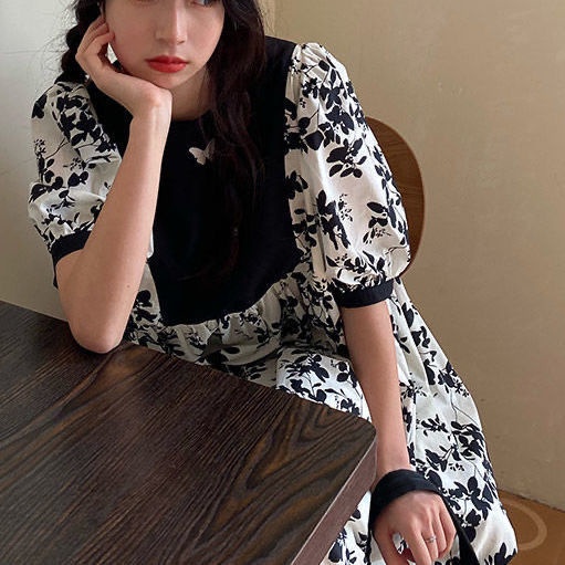 Đầm Dáng Rộng Tay Phồng Thêu Hoa Thời Trang Mùa Hè Hàn Quốc 2022 Mới