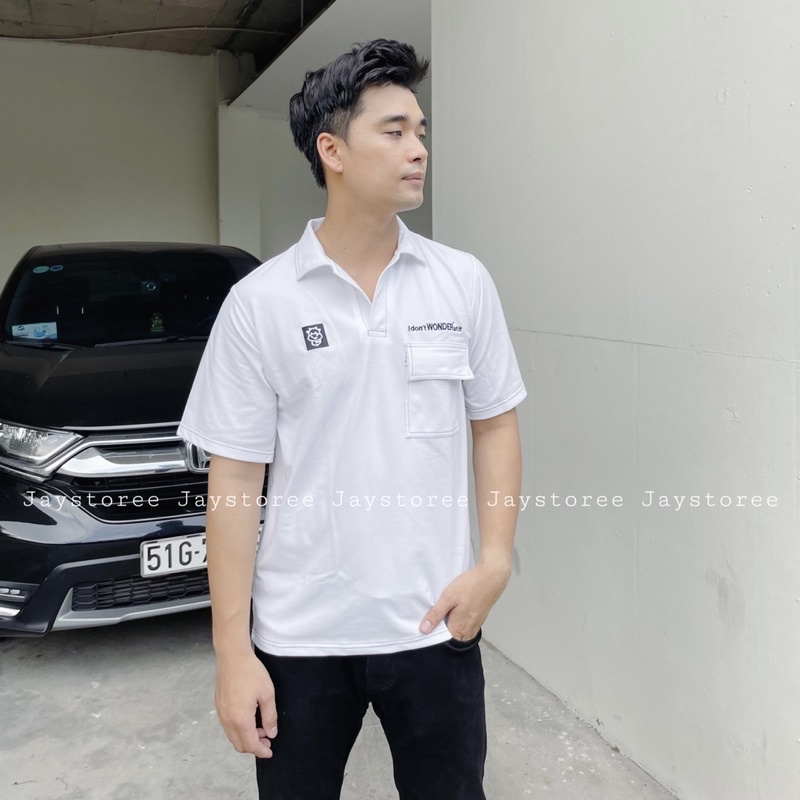 Áo Polo Unisex form rộng WONDER màu ĐEN/TRẮNG 🖤 Chất cá sấu form nam nữ unisex/Áo thun có cổ Jaystoree 🖤 | BigBuy360 - bigbuy360.vn