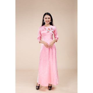 Áo dài nữ đẹp ⚡ FREESHIP ⚡Áo dài gấm thêu hoa xinh xắn hàng Việt Nam chất lượng cao.