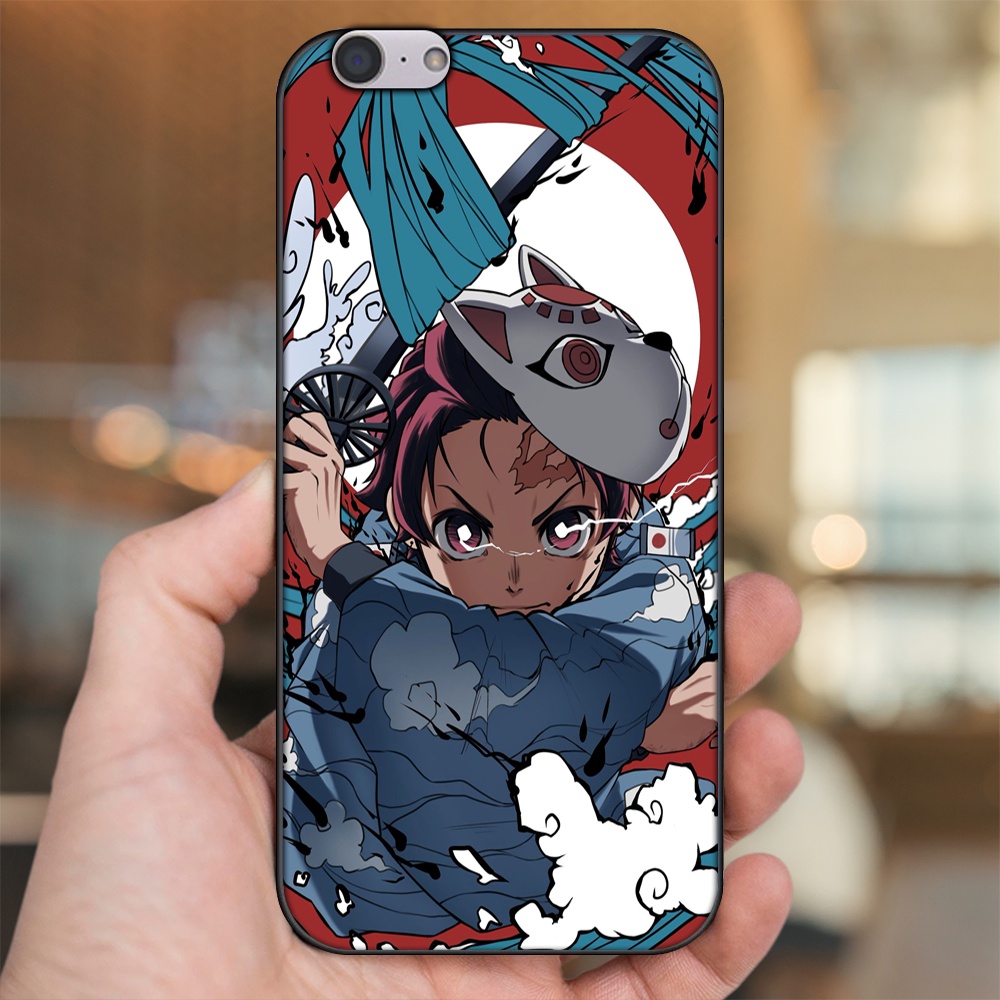 Ốp lưng Oppo A39, F3 Lite viền đen in hình Tanjiro Kimetsu No Yaiba