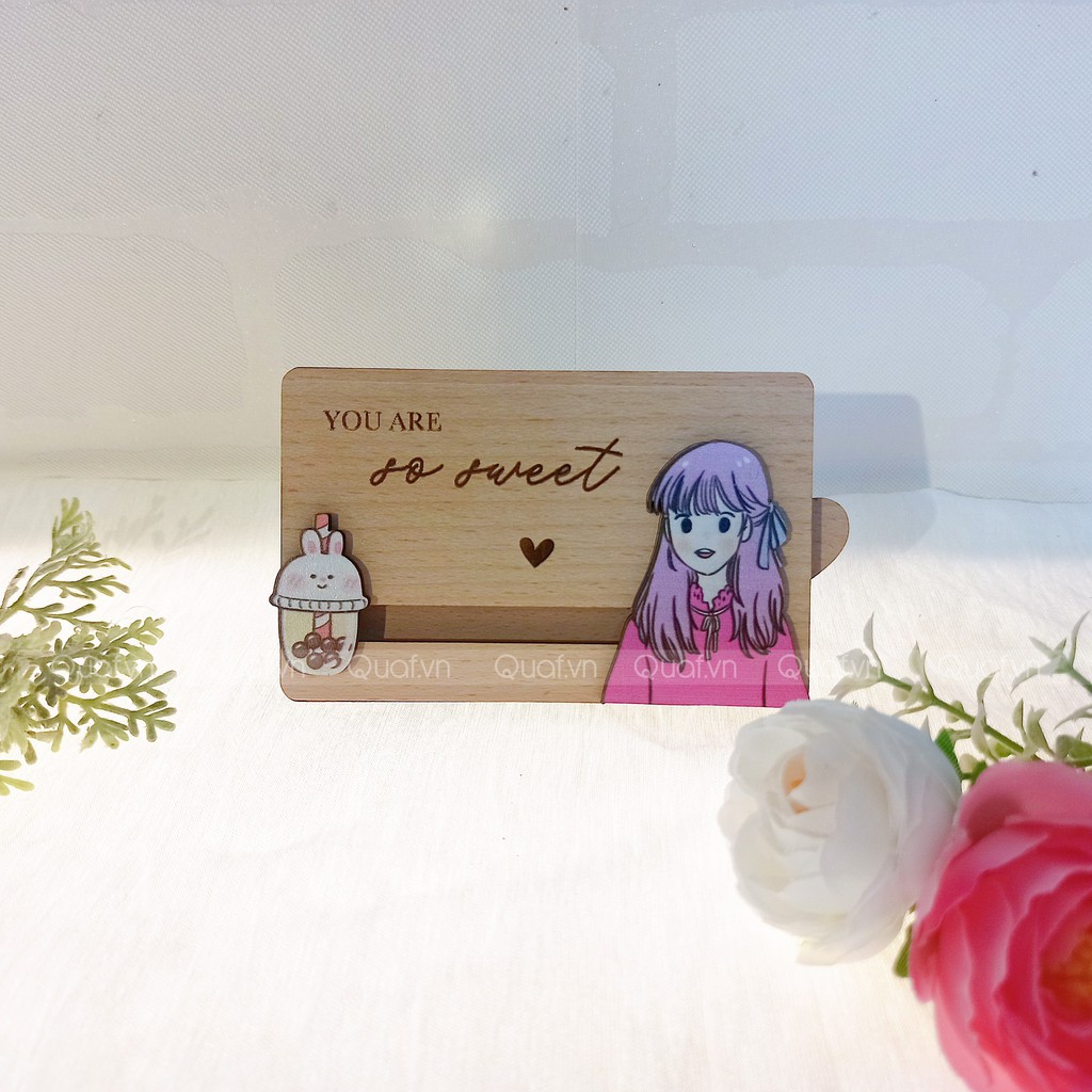 Thiệp Gỗ Handmade Chuyển Động &quot;You Are Beautiful&quot; - Thiệp 8/3, 20/10, Thiệp Valentine Tặng Bạn Gái