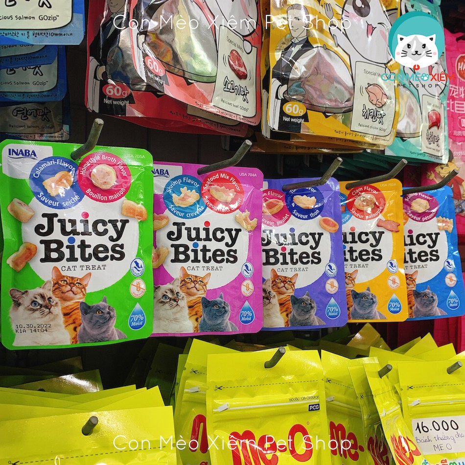 Bánh thưởng mềm cho mèo Inaba juicy bites 11.3g, thức ăn snack vặt huấn luyện mèo con lớn Con Mèo Xiêm