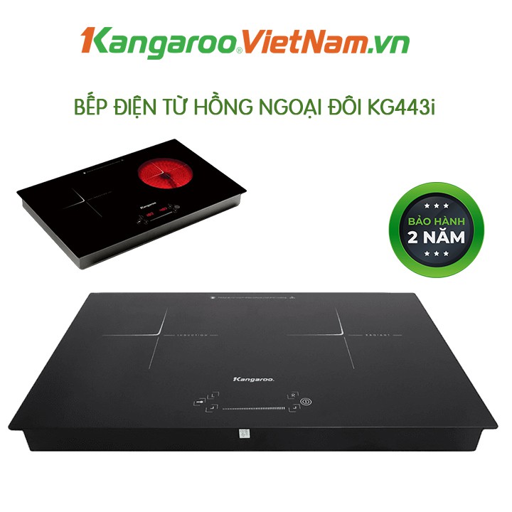 Bếp  từ hồng ngoại đôi Kangaroo KG443i  💥FREESHIP💥 Công suất tổng 3500W - Lắp đặt âm sang trọng, tiết kiệm diện tích