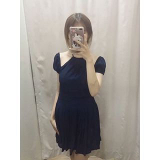 Đầm xanh đen cổ yếm DD181
