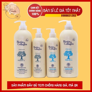 Cặp Dầu Gội Biotin Collagen Hàng Chính Hãng Giảm Rụng Tóc Phục Hồi Tóc Hư Tổn Khô Xơ- Đủ Team Chống Hàng Giả