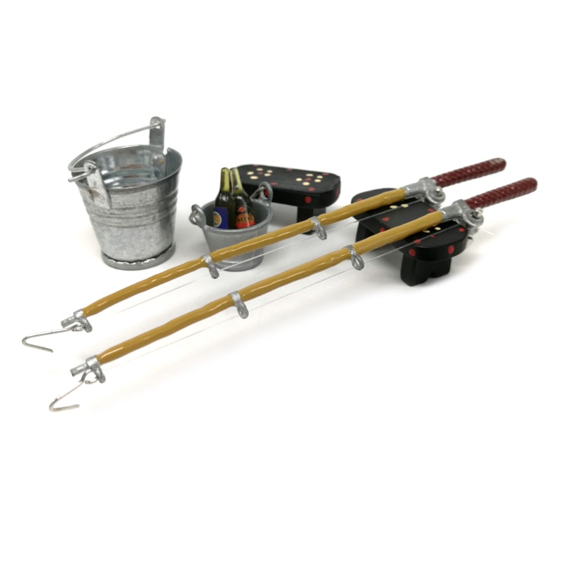 Mô Hình Ghế Đẩu Có Nón Và Xô Đựng Cần Câu Cá Trang Trí Nhà Búp Bê Thu Nhỏ WMMB 1 /