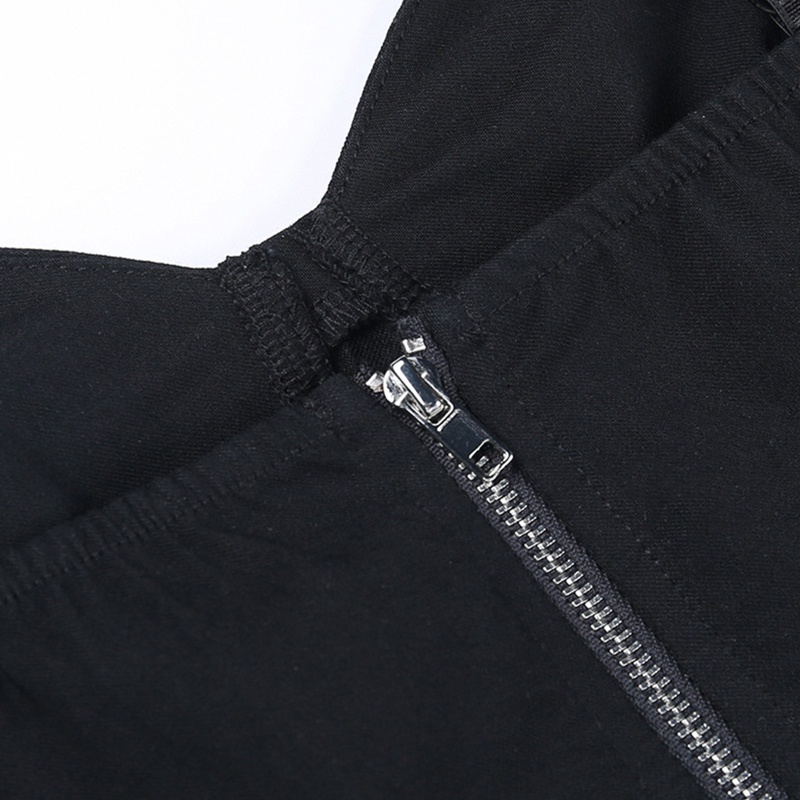 Áo Croptop Sát Nách Khóa Kéo Sau Lưng Phong Cách Gothic Punk Cá Tính Dành Cho Nữ