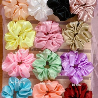 Scrunchies đồ cột tóc lụa satin bóng tơ sáng siêu đẹp hàng loại 1