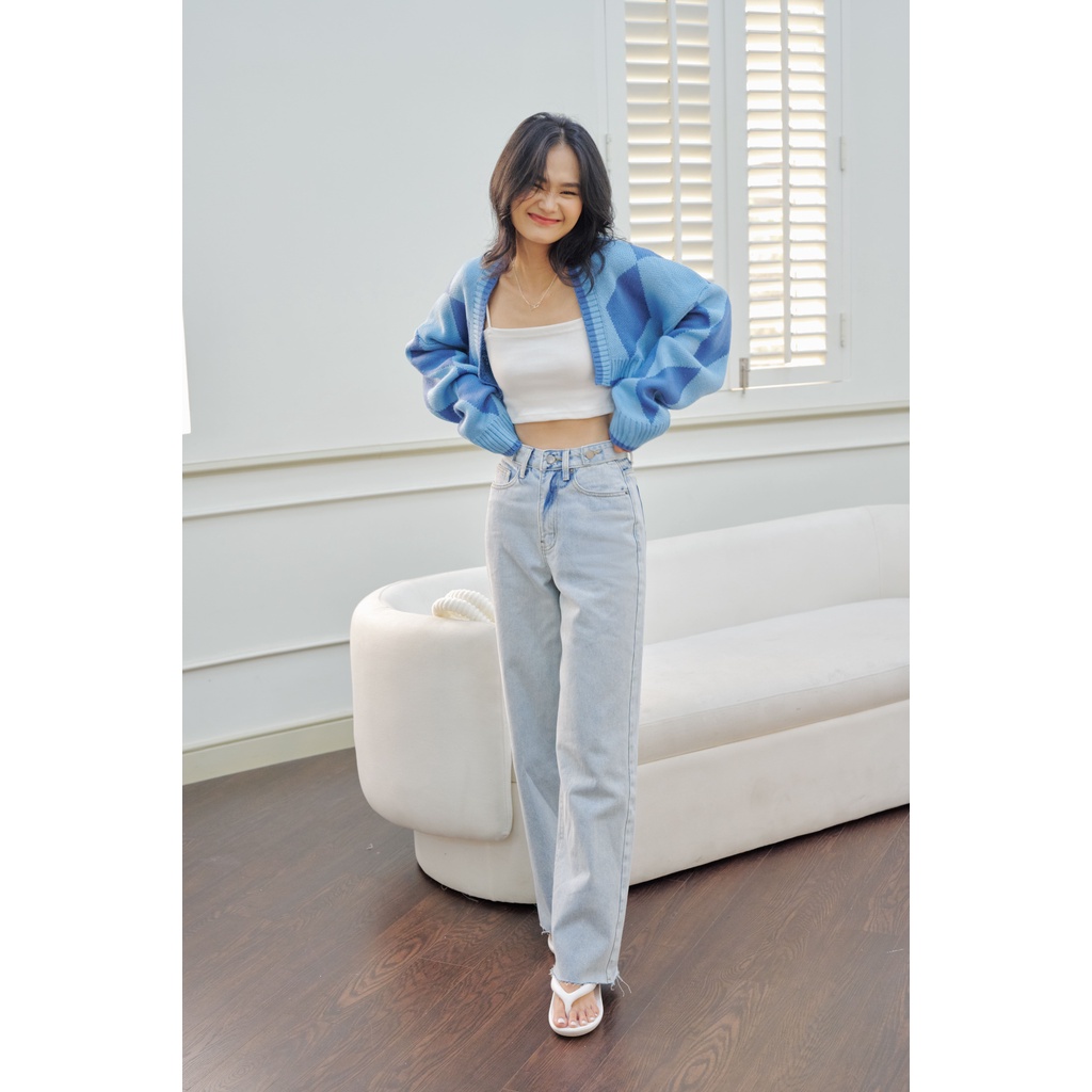 Quần jeans culottes đai lưng có túi giả màu đậm 2 màu LENCLOTHING 8385-8686