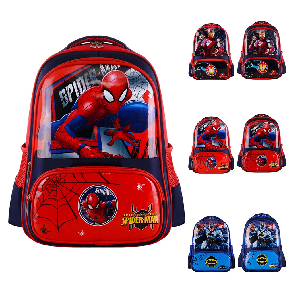 Balo dành cho bé trai dành cho trẻ em Siêu anh hùng Người sắt Người nhện Người dơi Thời trang Phim hoạt hình không thấm nước Balo chống thấm Lớp 1-6